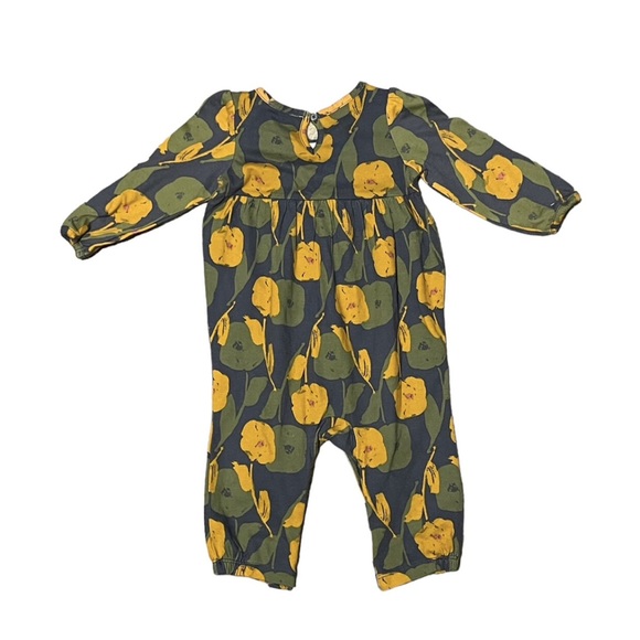 Girls 6M Green/Yellow Flowers Onesie Pajama - Picture 3 of 3
